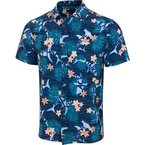 NWT Greg Norman Seersucker Shark Short-Sleeve Button Down, Sz L
